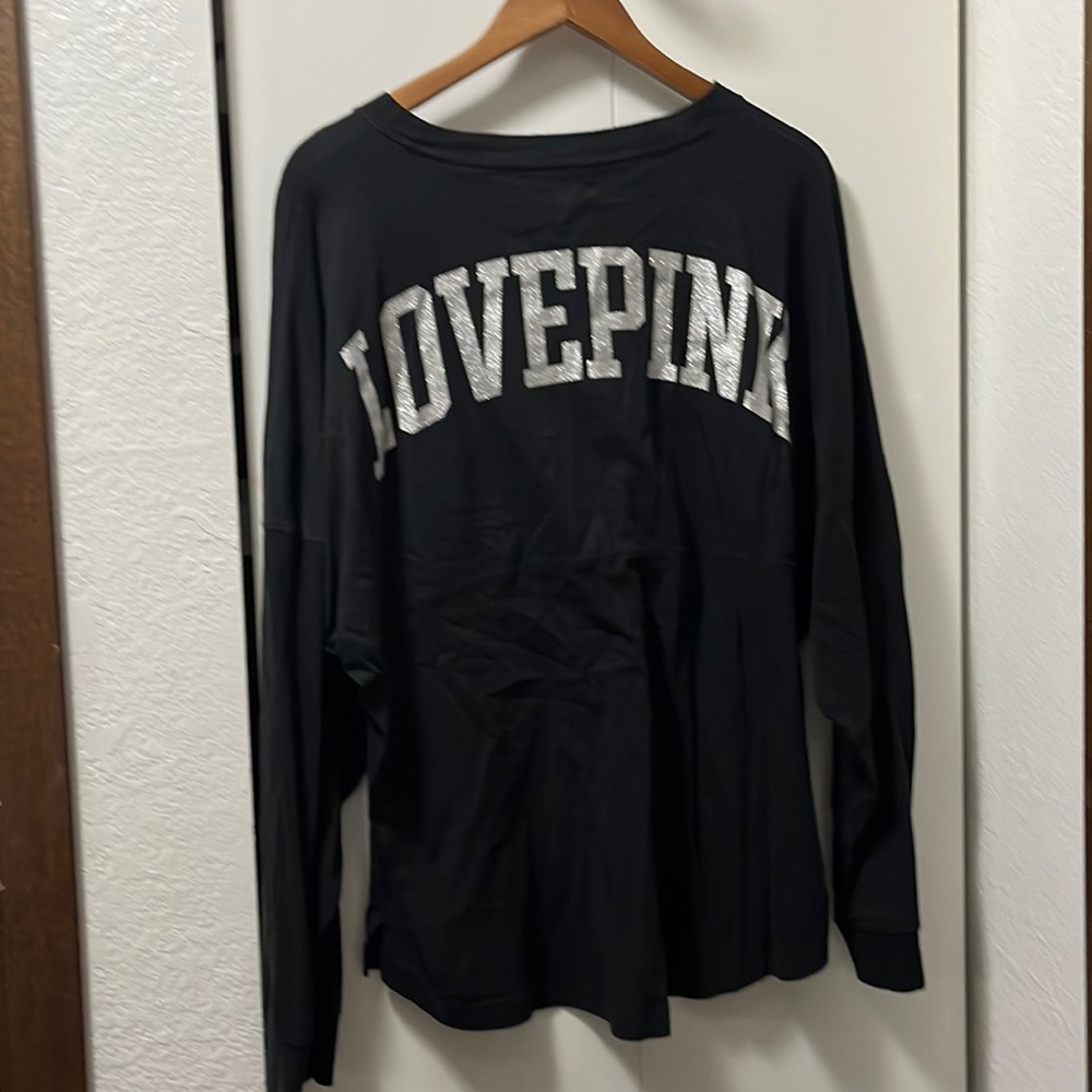 Pink vs long sleeve tee xl silver glitter logo